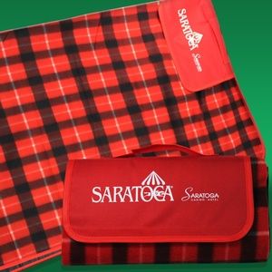 New in package Official Saratoga Race Course flannel Lined Picnic Blanket